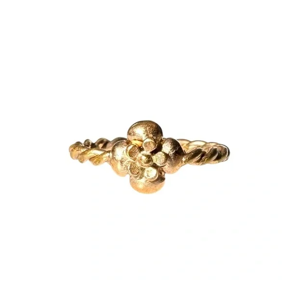 Chanel Gold B13 Camellia Flower Twist Band Ring with Box Size 6 - Picture 14 of 15